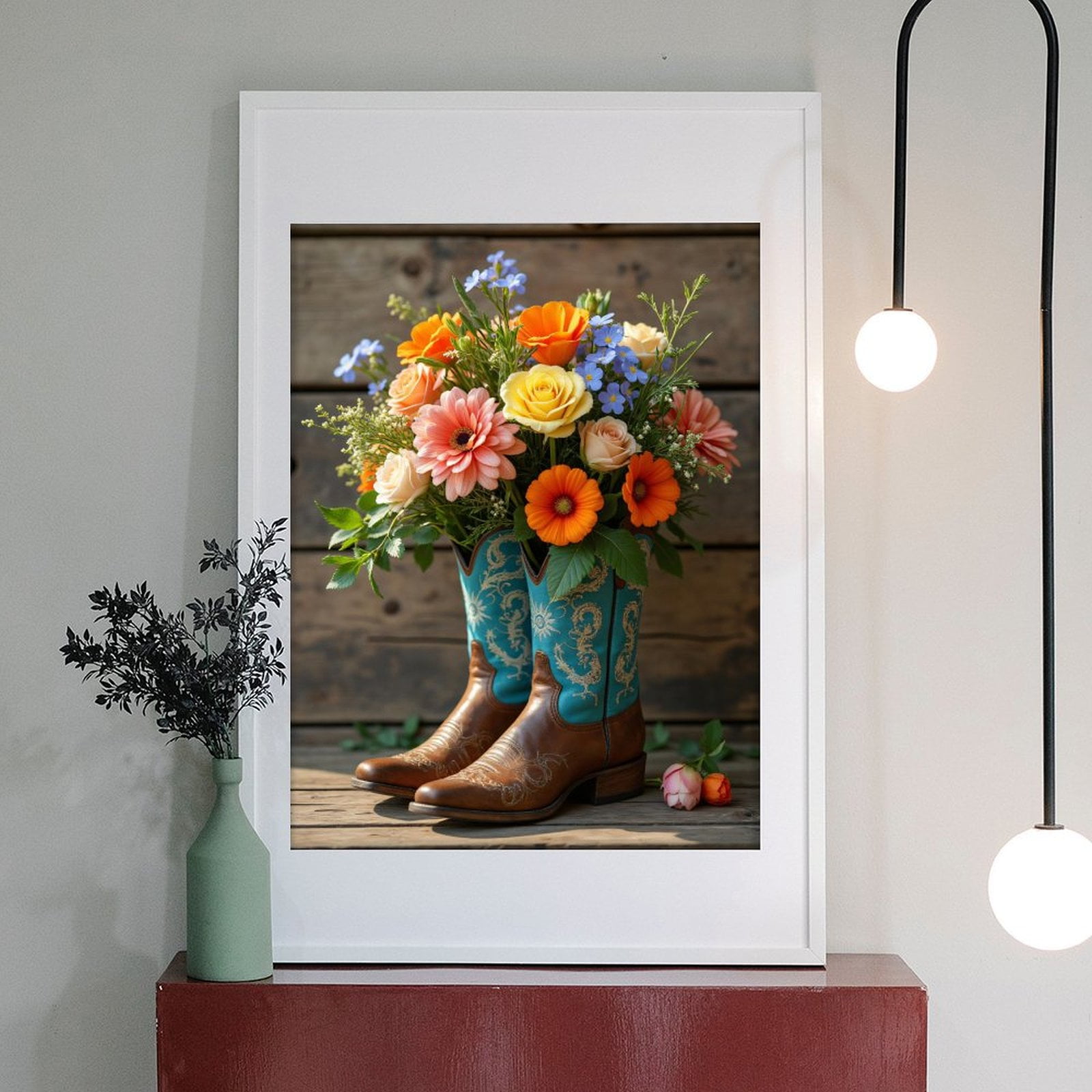 Diamond Art Kit for Adults, Cowboy Boot Flower Arrangement Diamond Painting for Adults Beginners, DIY Diamond Art Painting Kits, 5D Diamond Painting Crafts for Home Decor 12x16 Frameless