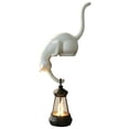 thumbnail image 2 of 3D Perched Cat Statue with Hanging Lantern Light, Resin White Cat Sculpture Night Lamp, Edge Sill Decorative Figurine for Shelf Cabinet Bedroom Living Room Indoor Art Ornament Decor, 2 of 6