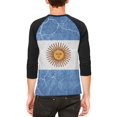 thumbnail image 2 of Distressed Argentina Flag Mens Raglan T Shirt, 2 of 2