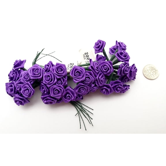 144 Medium Wrap Rose Wedding Flower Pick - Purple