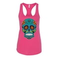 thumbnail image 2 of Wild Bobby, Day Of The Dead Sugar Skull Pop Culture Women Racerback Tank Top, Raspberry, X-Large, 2 of 5