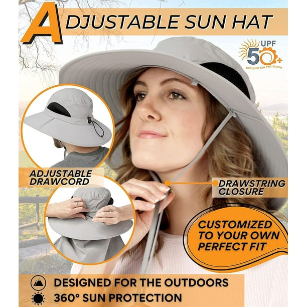 GearTOP Gardening Hat with face and Neck Cover - Outdoor Sun Protection  Hats for Men & Women - Foldable Sun Hats for Women with Flaps (Light Grey)