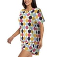 thumbnail image 2 of Bixox Women's Polka Dot Printed Pajama Set 2 Piece Lounge Set Top and Shorts Soft Pajamas, Shorts with Pockets, 2 of 7