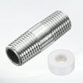 thumbnail image 3 of Uxcell Stainless Steel Nipple Pipe Fitting 1/4" NPT x 1/4" NPT Male Threaded 1.48" Length Nipple Cast Pipe for Connecting Extending Beer Machine Bathroom Gas Air Plumbing, 3 of 6