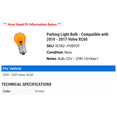thumbnail image 2 of Parking Light Bulb - Compatible with 2010 - 2017 Volvo XC60 2011 2012 2013 2014 2015 2016, 2 of 2