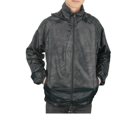 SAYFUT Men Zip up Sportswear Windbreaker  Packable Jacket Sport Casual Lightweight Hooded Outdoor Jacket Color Black