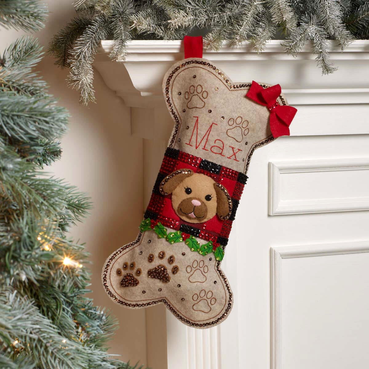 Bucilla Felt Applique 18" Stocking Making Kit, Doggy Treat, Perfect for DIY Arts and Crafts