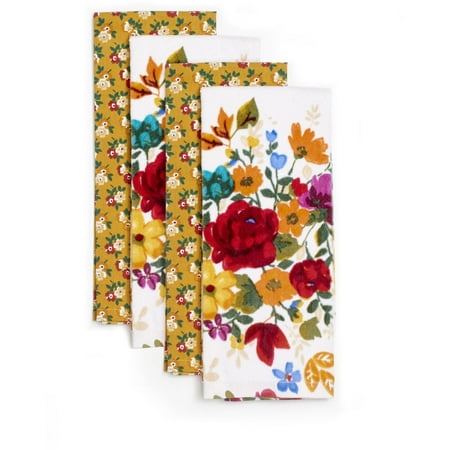 pioneer woman timeless floral kitchen towels, pack of 4 - walmart pioneer woman timeless floral kitchen towels, pack of 4 - walmart