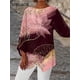 thumbnail image 3 of Camiseta holgada de manga de nueve cuartos para mujer, Tops con estampado 3D, cuello redondo, ropa informal Irregular, 3 of 3