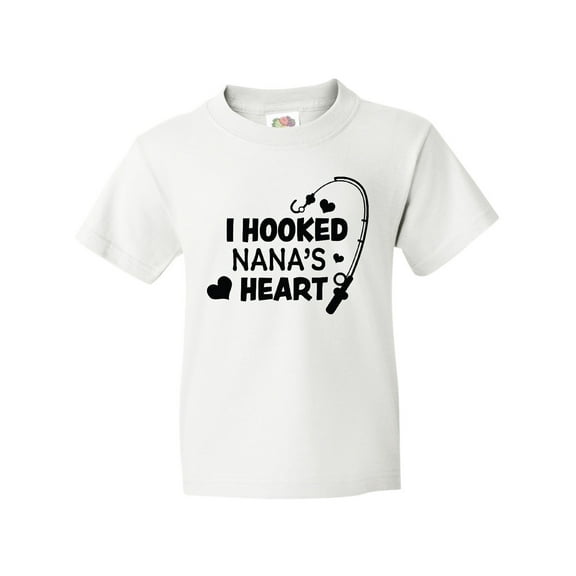 Inktastic I Hooked Nana's Heart with Fishing Rod Youth T-Shirt