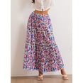 thumbnail image 5 of Musuos Women Flowy Floral Skirt Casual Ruffled Hem Elastic Waist A-Line Skirt for Summer Beach Vacation Streetwear, 5 of 9