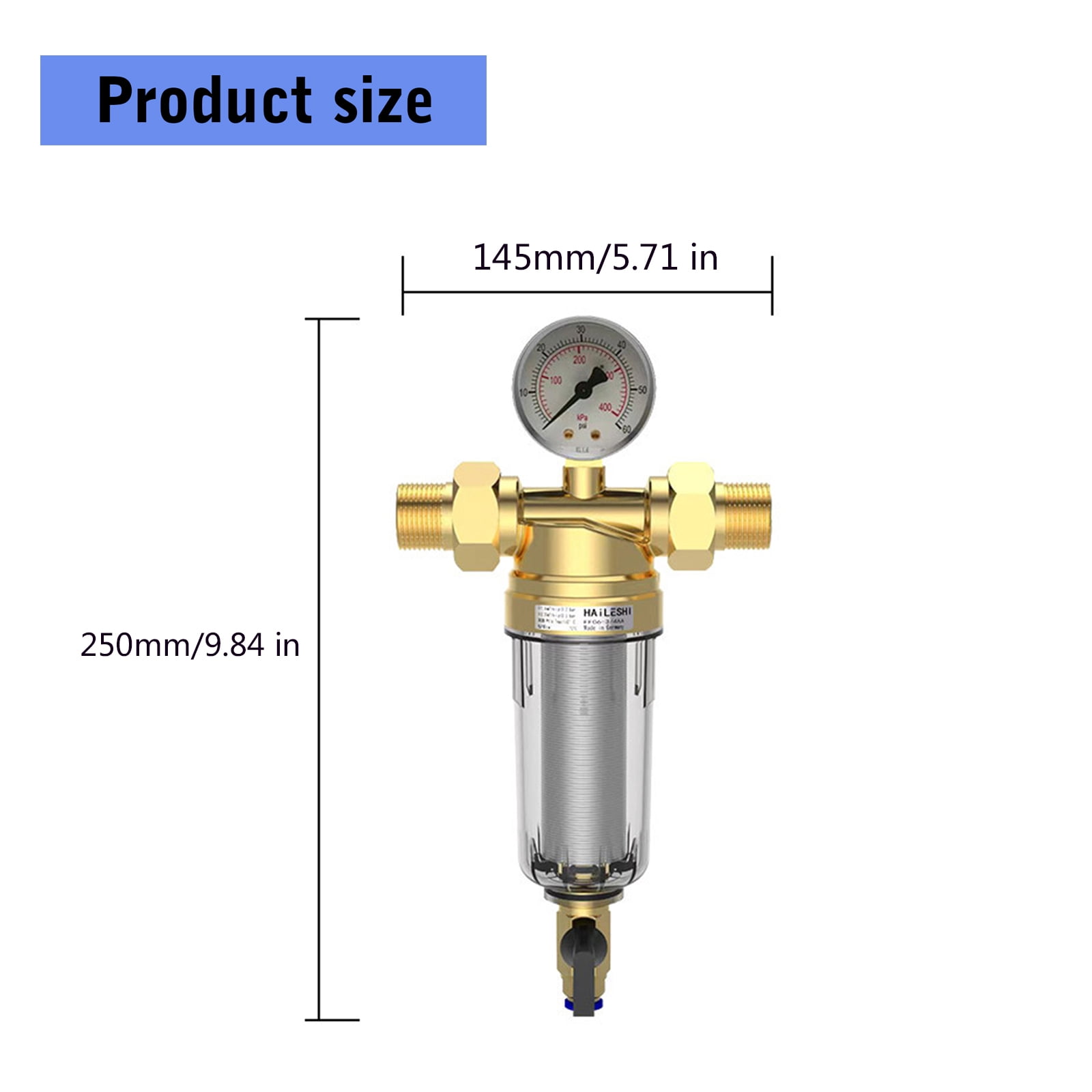 Strong Brass Water Pre Filter Systems Rustproof Brass Water Filter 1/2inch or 3/4in for Pipe & Household Appliances