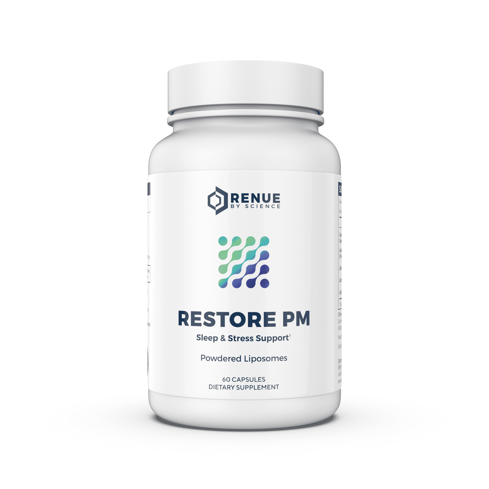 RENUE by SCIENCE Restore PM | Liposomal Melatonin GABA Supplements | 60 Capsules with Melatonin (3.5mg) 5HTP (100mg) Glutathione (65mg) Apigenin (75mg) GABA (150mg) - Non-GMO | Made in the USA