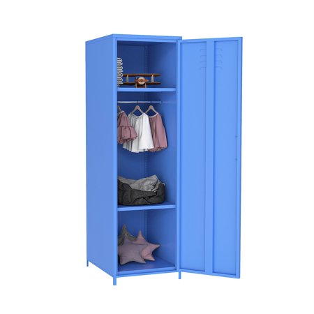 Lecut 51  Tall Kids Metal Locker Cabinet with Magnetic 2 Doors for Home School Office to Store Clothes Bags Toys and Book Blue