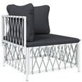 thumbnail image 2 of vidaXL 9 Piece Garden Lounge Set with Cushions White Steel, 2 of 5