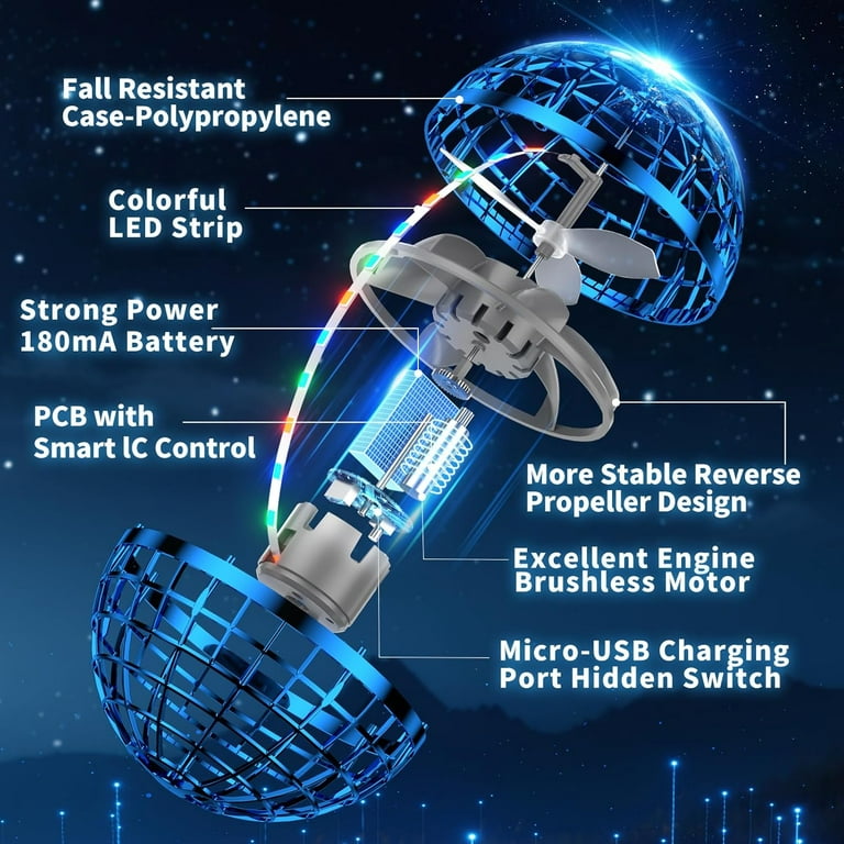 AITREE Flying Ball Toys Hover Orb Mini Drone with LED Lights, 360