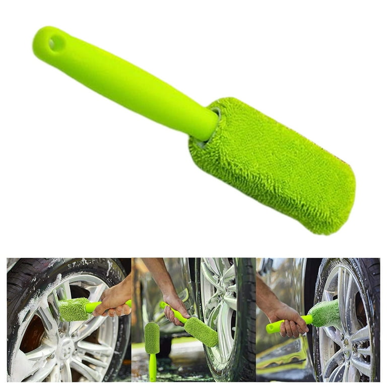 Flexible Car Wheel Brush, Reusable Por Microfiber Brush, Tire Detailing  Brush for Vents Spokes Fenders RV Vehicles Green