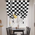 thumbnail image 3 of Black White Plaid Balloon Curtains 63 Inch Length for Living Room/Bedroom, Farmhouse Modern Minimalist Geometric Rod Pocket Privacy Door Curtains Decorative Tie Up Shade for Window 52"x63", 3 of 8