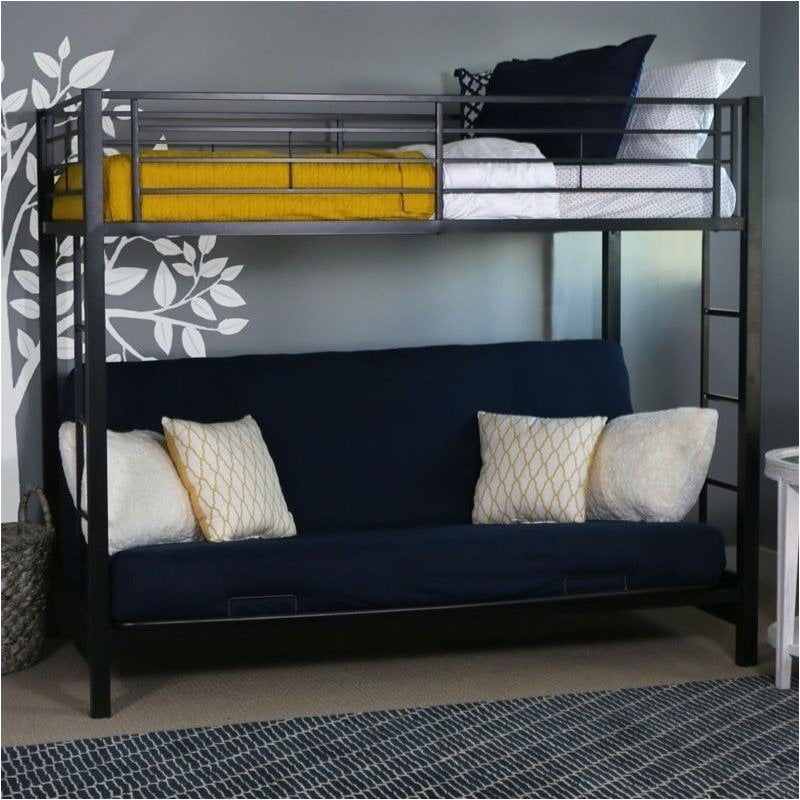Pemberly Row Metal Twin over Futon Bunk Bed Frame in Black Walmart
