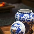 thumbnail image 7 of Ancient Chinese Style Blue and White Porcelain Peacock Pattern Helmet-shaped Temple Jar. Peacock Pattern Medium-Large, 7 of 7