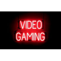 SpellBrite VIDEO GAMING LED Sign for Business. 23.5" x 15.0" Red VIDEO GAMING Sign Has Neon Sign Look With Energy Efficient LED Light Source. Visible from 500  Feet, 8 Animation Settings.