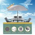 thumbnail image 3 of 8 Piece Patio Dining Set, Garden Outdoor Furniture Table Set with Removable Umbrella, Glass Table, and 6 Folding Chairs (Grey), 3 of 5
