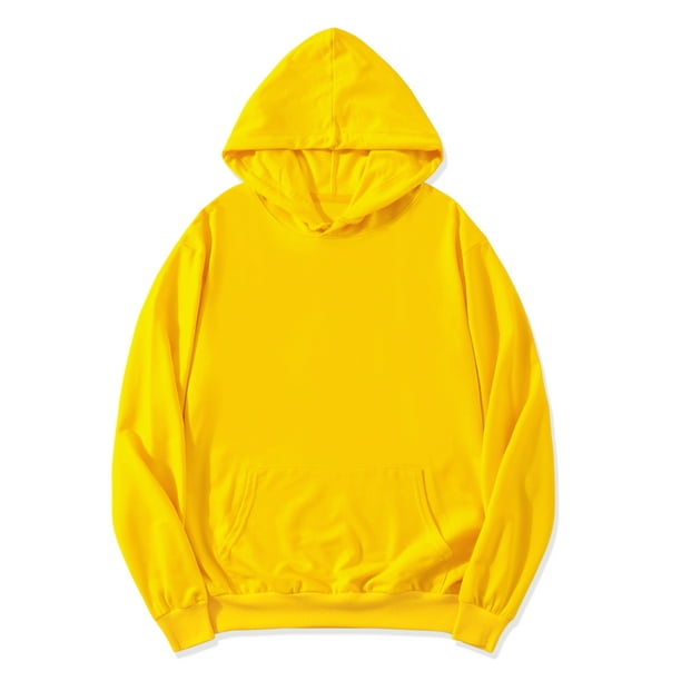 Sudadera con capucha para hombre, manga larga, con cordón sólido y bolsillo Amarillo XL