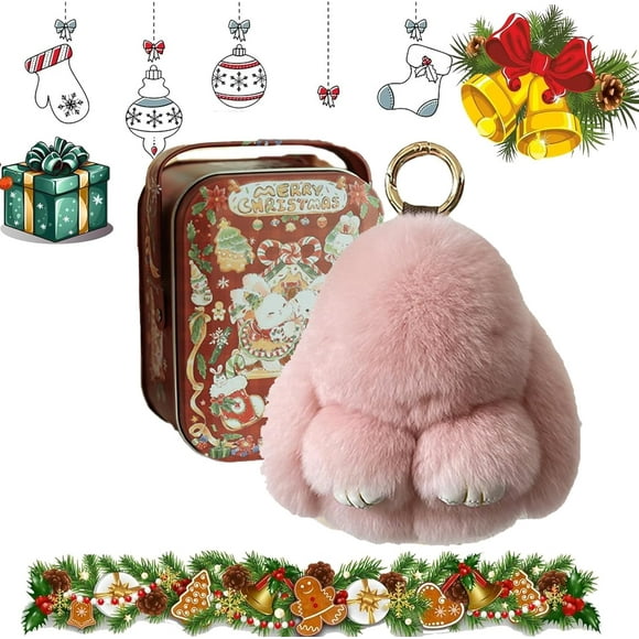 Bunny Lu Keychain with Tin, Bunny Keychain, Cute Plush Bunny Keychain with Box, Lulu Bunny Keychain Plush for Women