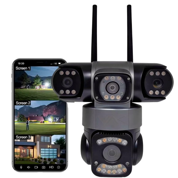 VAK Video Camara de seguridad Exterior Triple lente 3L5 5G wifi IA luz nocturna