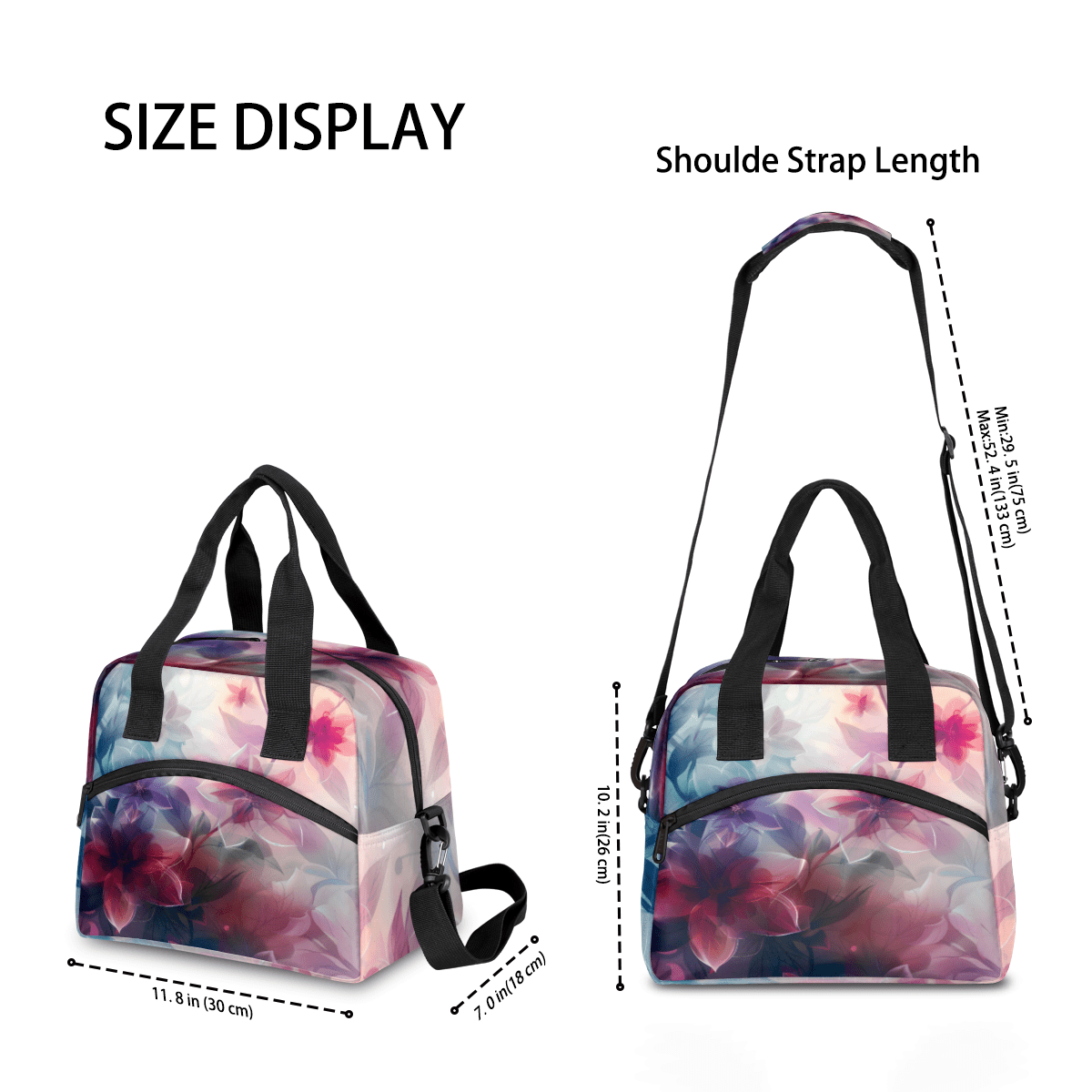 Herdesigns Floral Spring Flower Insulated Lunch Bag for Women Men Adults Large Reusable Lunch Box Leakproof Portable Cooler Tote Bags with Adjustable Shoulder Strap