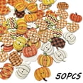 thumbnail image 2 of Yyuenw 50 Pcs Wooden Pumpkin Maple Leaf Buttons, Halloween Harvest DIY Craft Embellishments, Fall Festival Sewing Scrapbook Decor Supplies, 2 of 9