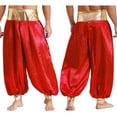 thumbnail image 6 of Haitryli Mens Arab Prince Costume Halloween Harem Pants Loose Bloomers Trousers Belly Dance Pants Burgundy L, 6 of 7