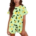 thumbnail image 6 of Girls Summer Outfits 2 Piece Set Lemon Print Short Sleeve Top Elastic Waist Shorts Soft Stretchy Breathable Kids Little Big Girls Multicolor,Size 4 T, 6 of 9