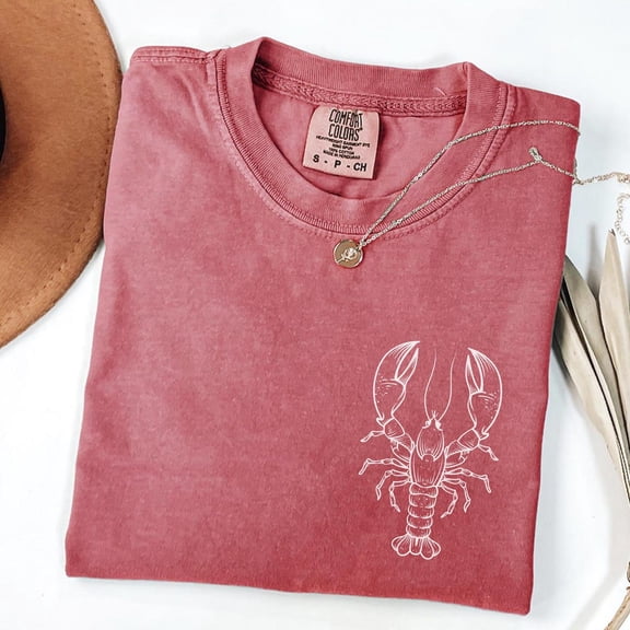 Vintage Lobster Coastal Nautical Ocean Tshirt Summer Graphic Tee Trendy Women Oversized Beach T-Shirt