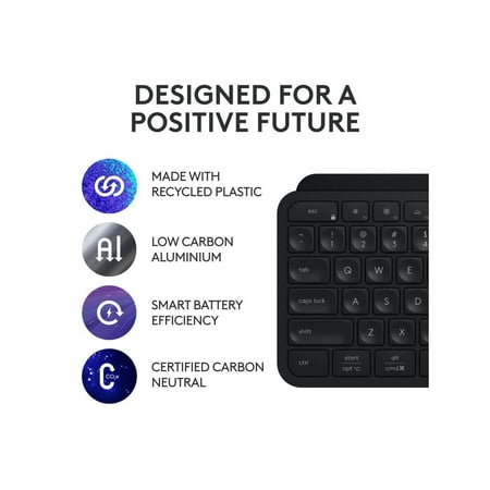 Logitech - MX Keys S Advanced Full-size Wireless Scissor Keyboard with Backlit keys - Black
