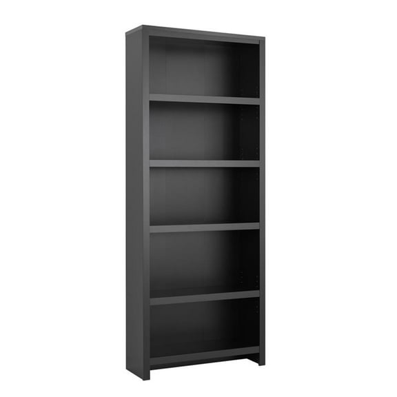 Maklaine 5-Tier Tall Wooden Bookcase Black Storage Cabinet Display Cabinet