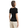 thumbnail image 2 of Womens Summer Short Sleeve Tops Square Neck Ribbed Slim Fitted Shirts Casual Tee Tshirt, 2 of 4