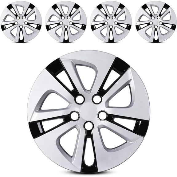 15 inch Set of 4 Wheel Covers Hubcaps Fits for 2016-2022 Toyota Prius/Prime & 2020-2024 Corolla Hybrid,Silver Lacquer & Black Lacquer