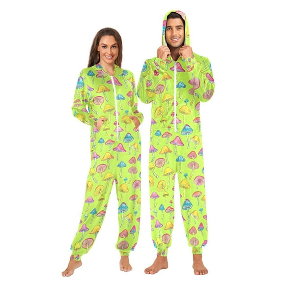 joogoo Cartoon Mushrooms Unisex Adults Onesies Pajamas Jumpsuits L