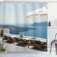thumbnail image 1 of Ambesonne Greek Shower Curtain, Caldera View Santorini, 69"Wx70"L, Blue White and Green, 1 of 3
