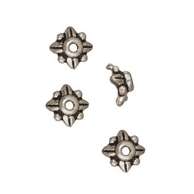 Fine Silver Plated Pewter Leaf Bead Caps 5.7mm (4)