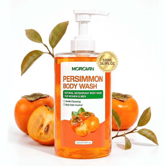 Persimmon Body Wash Natural Deodorant Odor Care Shower Men Women Seniors 17.6 fl oz
