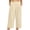 Beige, variant on Womens Capri Pants Wide Leg Elastic High Waist Loose Fitted Stretchy Yoga Pants Summer Casual Daily Wear Capris with Pockets