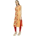 thumbnail image 4 of Bimba Indian Women's Peach Cotton Printed Straight Kurti Ethnic Casual Kurta-4, 4 of 5