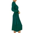 thumbnail image 3 of Franhais Women Spring Dress with Waist Belt,Plain Color Long Lantern Sleeve Crew Neck Knitted Dress, 3 of 9