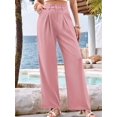 thumbnail image 5 of Women'S Wide Leg Dress Pants High Waisted Trousers Business Casual Slacks Button Palazzo Pant Pink XXL, 5 of 9