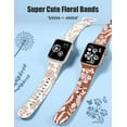 thumbnail image 3 of Wearlizer 2 Packs Engraved Band Compatible with Apple Watch Bands 41mm 40mm 38mm 49mm 46mm 45mm 44mm 42mm Women, Cute Two-Tone Flower Soft Silicone Sport Strap for iWatch 10 9 8 7 6 5 4 3 SE Ultra, 3 of 7
