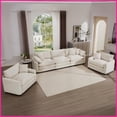 thumbnail image 5 of 3-Piece Modern Classic Corduroy Sofa Set – 2 Singles + 1 3-Seater | Off-White | Square Arms | Living Room Ready, 5 of 19