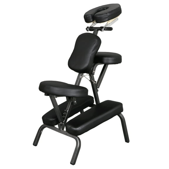 SSyao Massage Chair Pad Portable Folding Travel Tattoo Spa Salon PU Leather 23“ X 18" X 42"(LXWXH)-Black