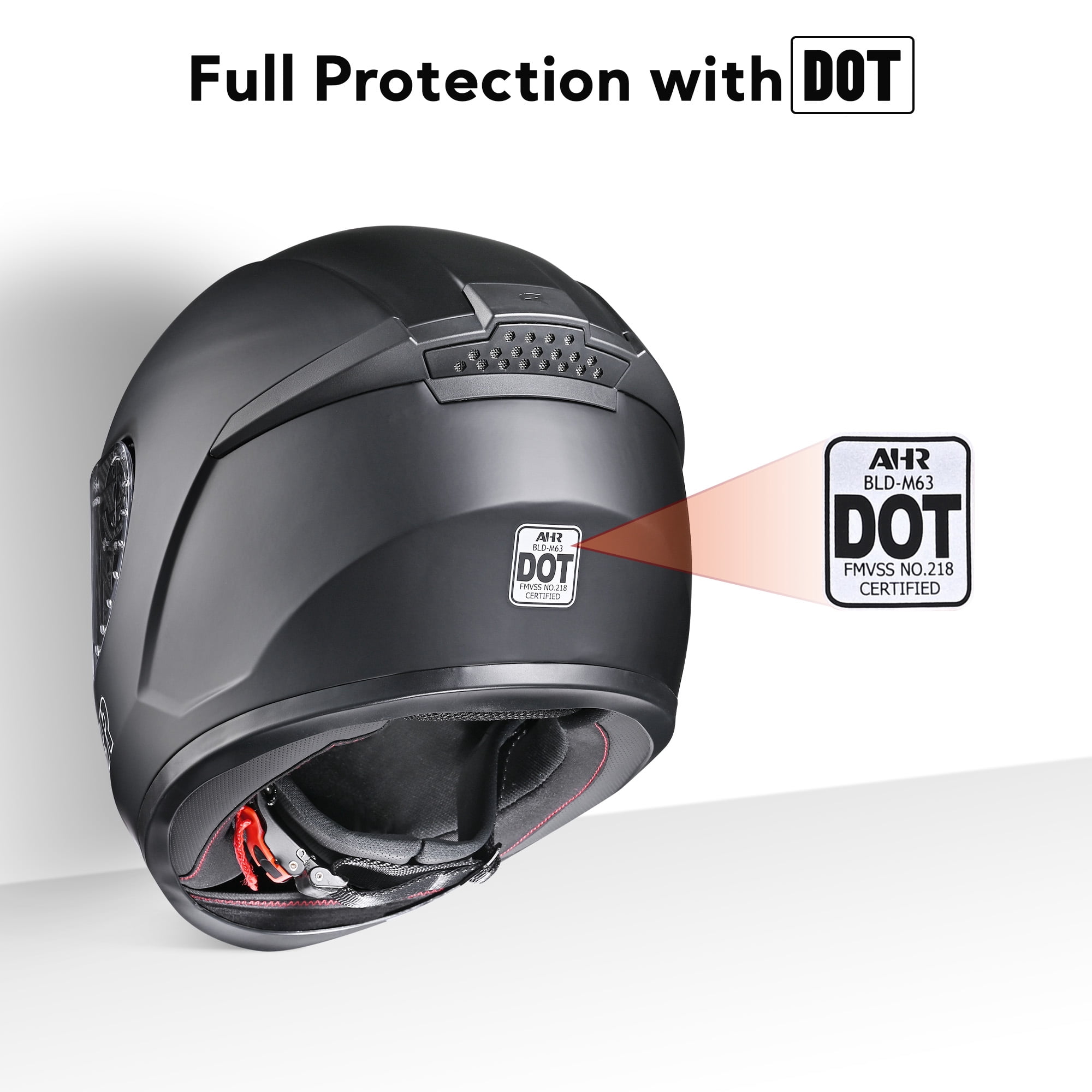 AHR RUN-F3 Full Face Motorcycle Helmet DOT Lightweight Street Bike Touring Racing Adult XL